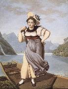 Gabriel Lory fils Elisabeth Grossmann,La Beautiful Bateliere of Brienz oil on canvas
